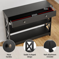 Artiss Shoe Rack Cabinet & Console Table Set Storage Shelf Black
