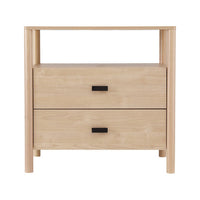 Bedside Table Nightstand 2 Drawers - Pine