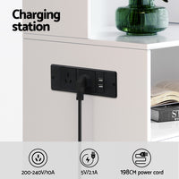 Bedside Table Nightstand Charging Station