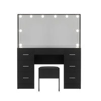 Artiss Dressing Table Vanity Desk Set Stool 10 Led Bulbs Black