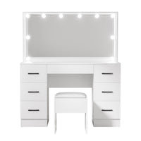 Dressing Table Set Stool 10 Led Bulbs White Debbie