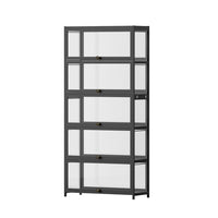 Artiss 5-Tier Display Cabinet Storage Bookshelf Clear Shelf Black