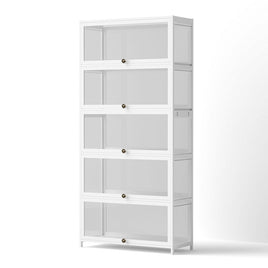Artiss 5-Tier Display Cabinet Storage Bookshelf Clear Shelf White