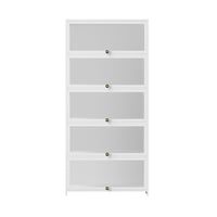 Artiss 5-Tier Display Cabinet Storage Bookshelf Clear Shelf White