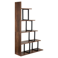Artiss 5 Tiers Bookshelf Ladder Corner Shelf Bookcase Walnut