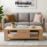 Artiss TV Unit & Coffee Table Set Storage Drawer Pine