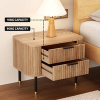 Bedside Table 2 Drawers Paulownia Wood Pine