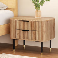 Bedside Table 2 Drawers Paulownia Wood Pine