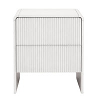 Artiss 2x Bedside Table 2 Drawers - Beige