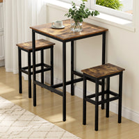 Artiss Bar Table Counter Kitchen Dining Desk Pub 60x92cm Vintage Metal Walnut