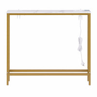 Artiss Console Table Entryway Hallway Display Desk Charging Station Marble Finish White & Gold