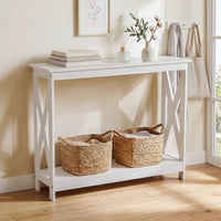 Artiss Console Table Entryway Hallway Display 2-Tier Narrow Sofa Table 100CM White