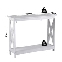 Artiss Console Table Entryway Hallway Display 2-Tier Narrow Sofa Table 100CM White