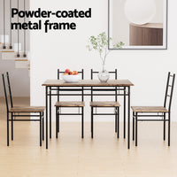 Dining Table and Chairs Set 5PCS Industrial Wooden Metal Desk Walnut