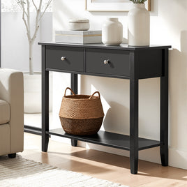 Artiss Console Table Hallway Sofa Entryway Entrance 2 Drawers 80CM Black