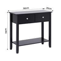 Artiss Console Table Hallway Sofa Entryway Entrance 2 Drawers 80CM Black