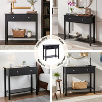 Artiss Console Table Hallway Sofa Entryway Entrance 2 Drawers 80CM Black