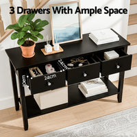 Artiss Console Table Hallway Sofa Entryway Entrance 3 Drawers 100CM Black