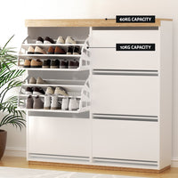 Shoe Rack Cabinet 3-Tier 45 Pairs White