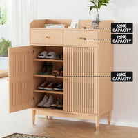 Shoe Rack Cabinet 4-Tier 16 Pairs Pine