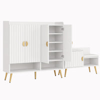 Artiss Shoe Cabinet Bench Set Adjustable Shelf Hallway Living Room White