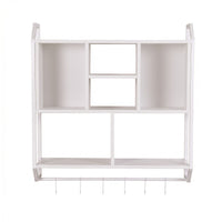 Artiss Floating Wall Shelf 6 Hooks Wall Mounted Storage Cubby Rack 73.5x74CM White
