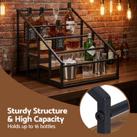 Artiss 4-Tier Wine Rack Tabletop Countertop Wine Bottle Holder 16 Bottles Freestanding Black & Wood