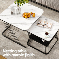 Artiss Nesting Coffee Table Set of 2 Marble Effect