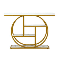 Artiss Console Table Marble Effect 4-Tier Shelves 105CM White&Gold