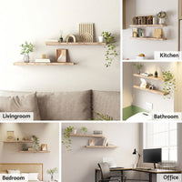Artiss Floating Wall Shelf Set of 2 Wood 90CM