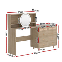 Dressing Table Set Stool LED Mirror Pine