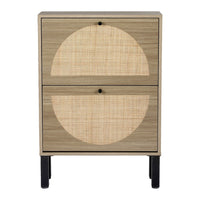 Artiss Shoe Rack Cabinet 2 Drawers Rattan 6 Pairs
