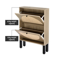 Shoe Rack Cabinet 2 Drawers Rattan 6 Pairs