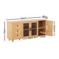 Artiss Buffet Sideboard Storage Cabinet Kitchen Cupboard Faux Drawer 150CM Pine