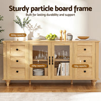 Artiss Buffet Sideboard Storage Cabinet Kitchen Cupboard Faux Drawer 150CM Pine
