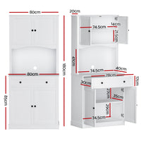 Buffet Sideboard Cabinet Cupboard Pantry Storage Shelves Hutch White