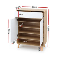 Artiss Shoe Rack Cabinet 20 Pairs Storage Cupboard Pine&White