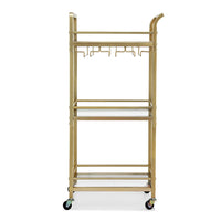 Artiss Kitchen Island Cart Trolley Rolling Serving Storage Wine Glass 43cm Gold