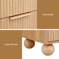 Artiss Rattan Bedside Table 2 Drawers Pine