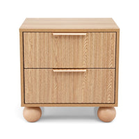 Artiss 2x Bedside Table Round Legs 2 Drawers Pine