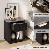Artiss Bedside Table with 1 Drawer Side Table Black Nightstand