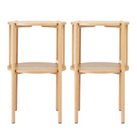 Artiss Set of 2 End Tables Coffee Table 2-Tier Round Wood
