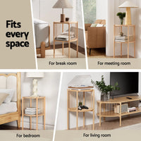 Artiss Set of 2 End Tables Coffee Table 2-Tier Round Wood