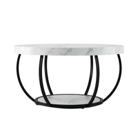 Artiss Coffee Table 2-Tier Marble Finish Round White&Black