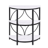 Artiss Semi-Circle End Table 3 Tier Coffee Table Side Nightstand Shelf Marble Effect White&Black