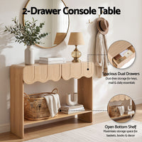 Artiss 2-Drawer Console Table, Scalloped Entryway Table with Safe Rounded Corners, 100 x 31 x 80 cm