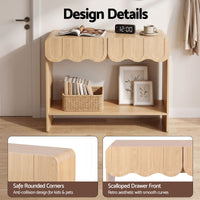 Artiss 2-Drawer Console Table, Scalloped Entryway Table with Safe Rounded Corners, 100 x 31 x 80 cm