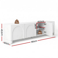 Artiss TV Unit Entertainment Unit Storage Cabinet Adjustable Shelf 180cm White