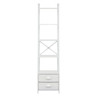 Artiss 5 Tier Bookshelf Ladder Bookcase with Fabric Drawers Display Rack White