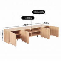 Artiss 180cm TV Unit Scalloped Entertainment Cabinet w/ Adjustable Shelves Wood